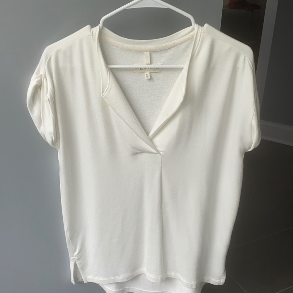 Loft Lou and gray off white top